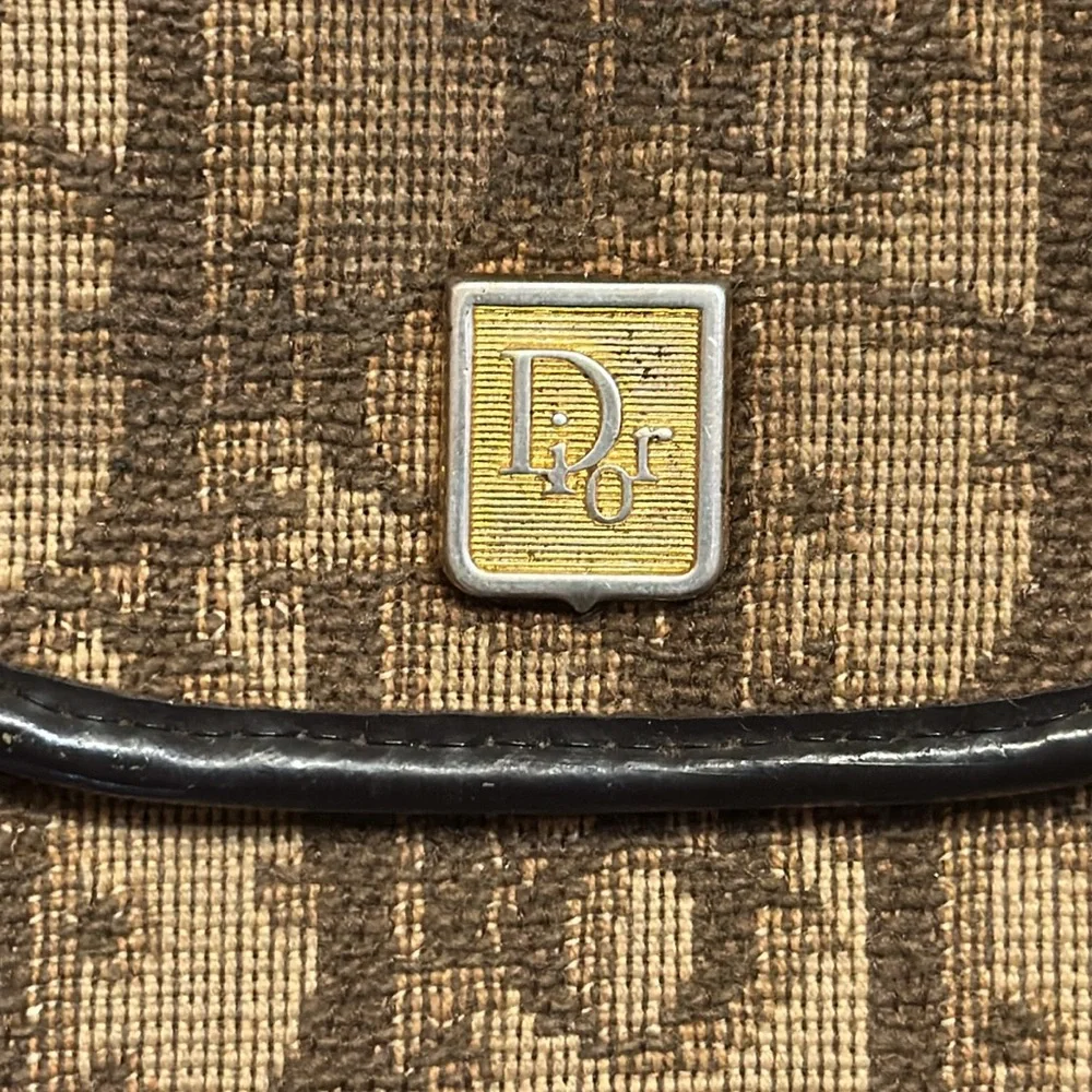 Christian Dior Trotter Canvas & Leather Oblique Vintage 1970’s Coin Purse Brown
